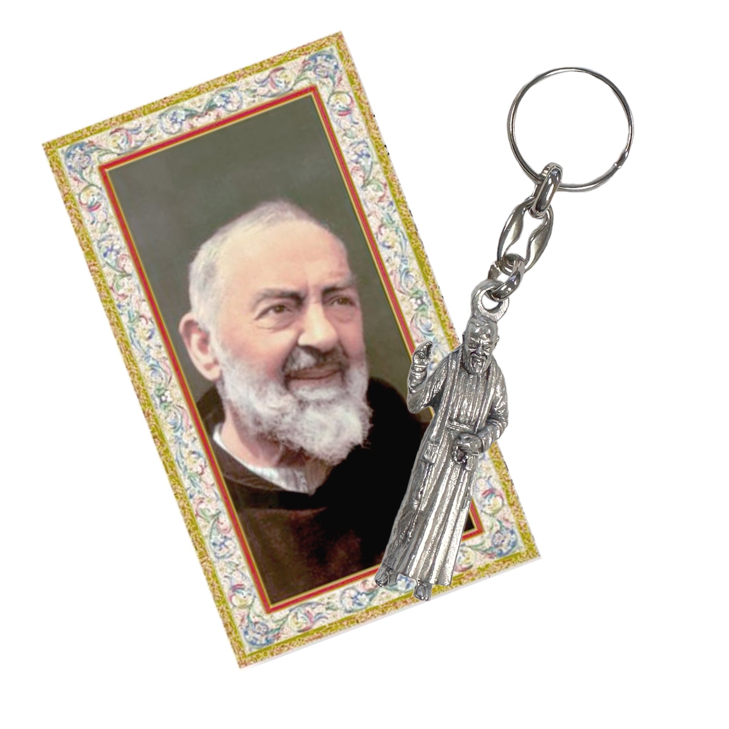 love lisa padre pio 3d healing keychain with prayer card saint padre pio religious gift