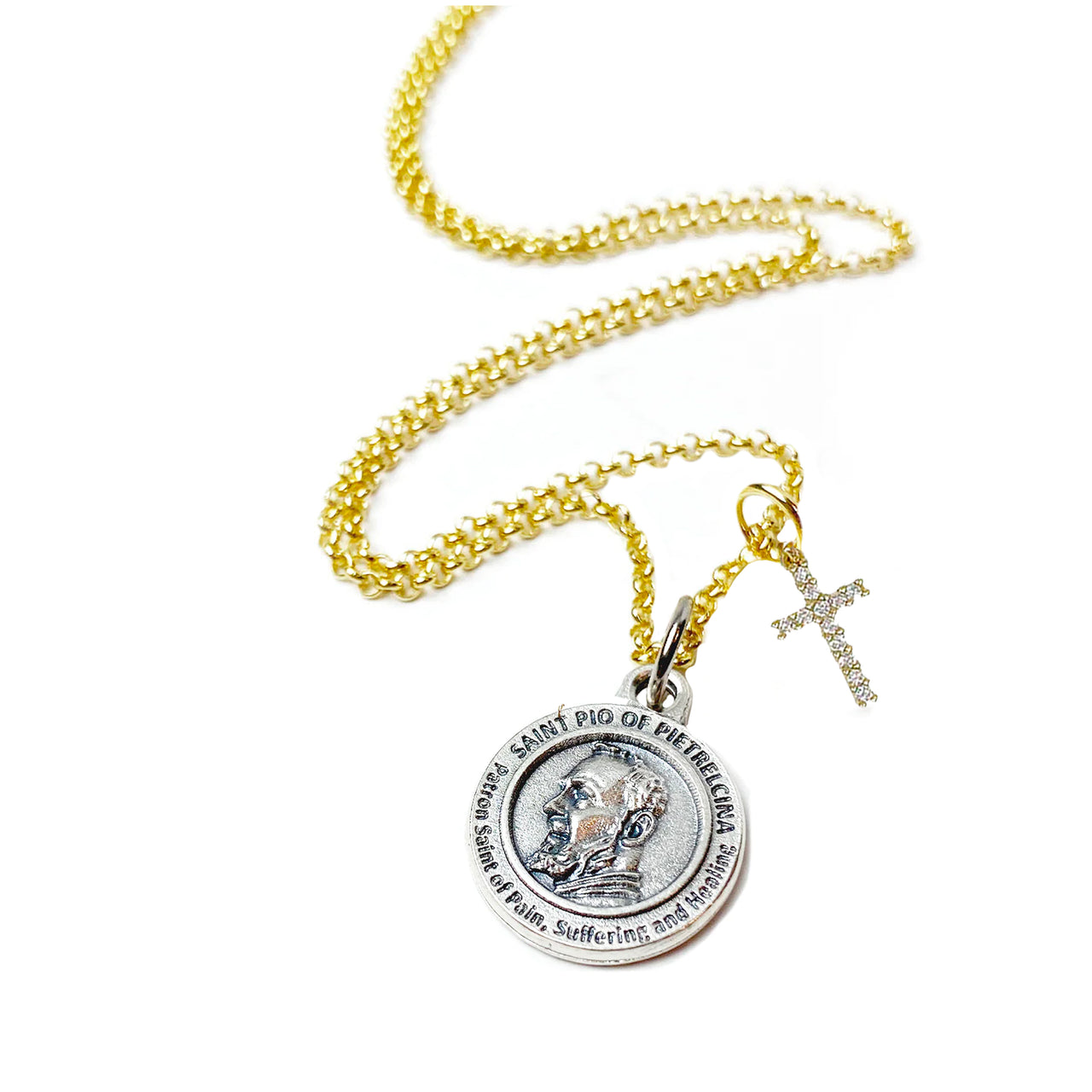 Padre Pio Cross Necklace