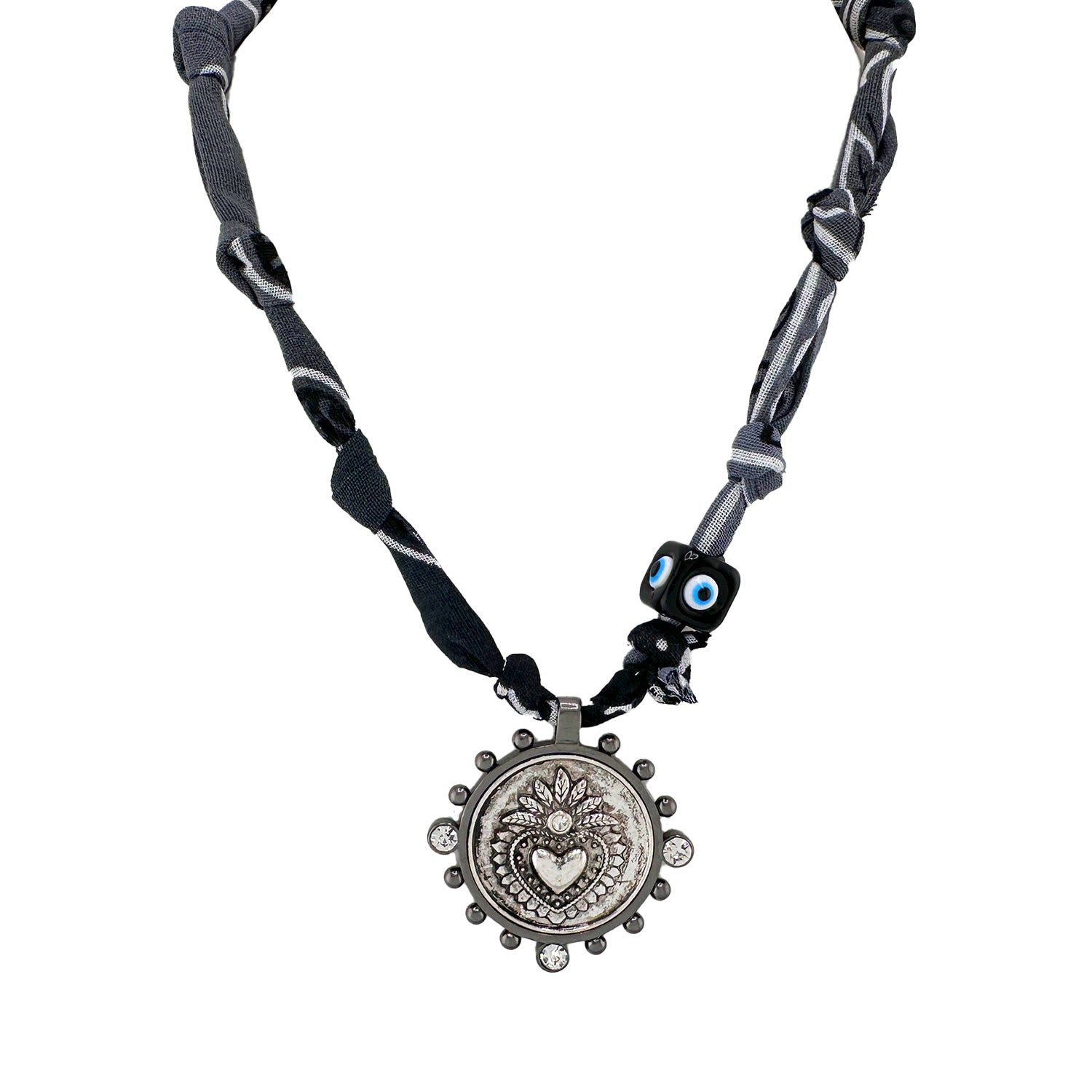 paloma bandana coin necklace black

