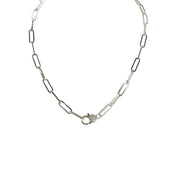 silver paperclip chain necklace with cz clasp love lisa minimalist necklace for layering