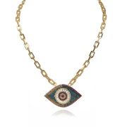 love lisa patricias paperclip eye necklace gold rainbow colorful evil eye pendant