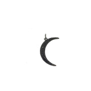 Gunmetal Pavé Moon Charm with gray pavé stones and edgy crescent shape