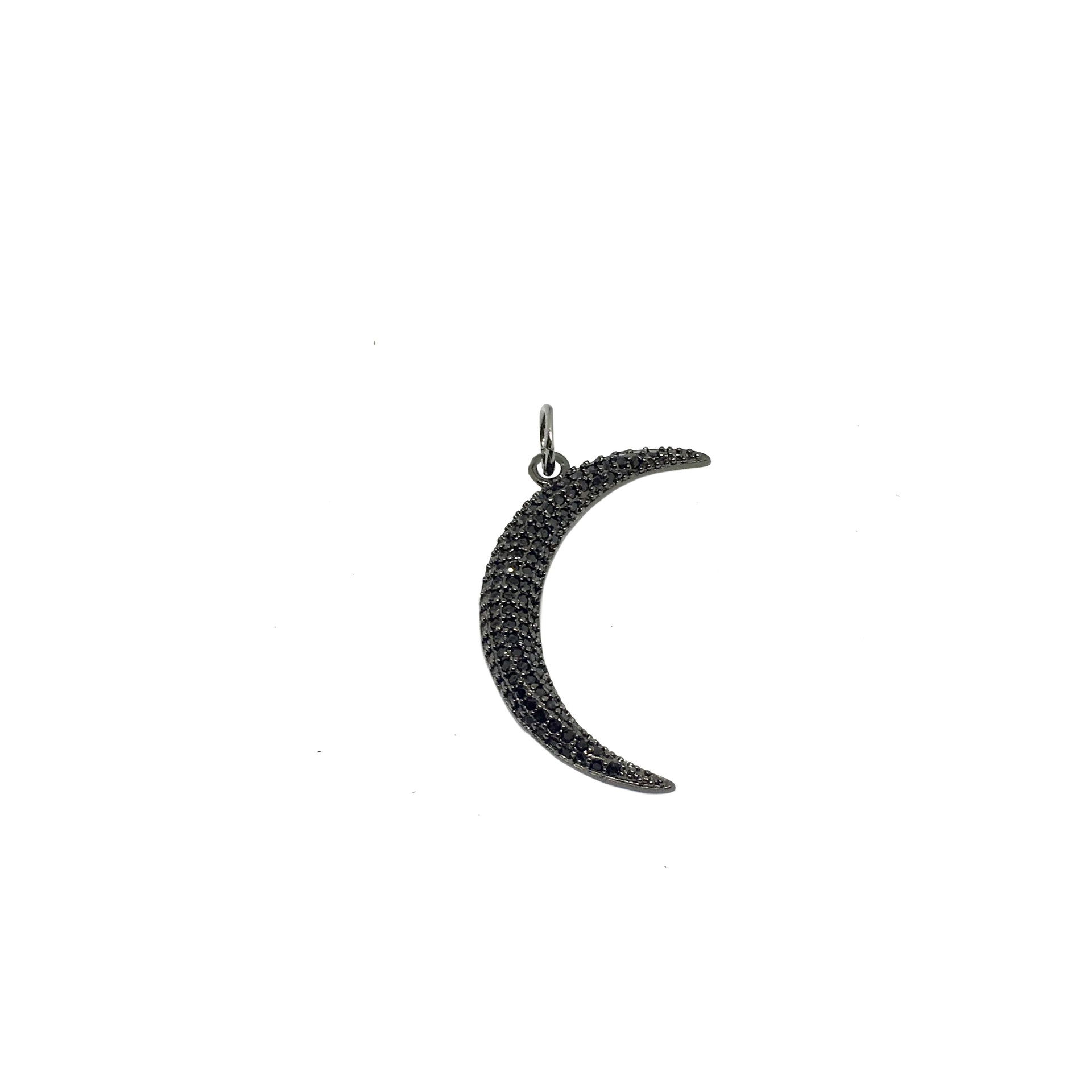 Gunmetal Pavé Moon Charm with gray pavé stones and edgy crescent shape