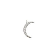 silver Moon Charm with silver pavé stones and edgy crescent shape