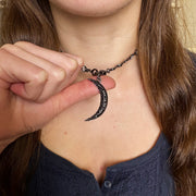 Love Lisa pavé moon charm styled necklace celestial layering piece