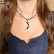 Gunmetal Pavé Moon Charm with gray pavé stones and edgy crescent shape