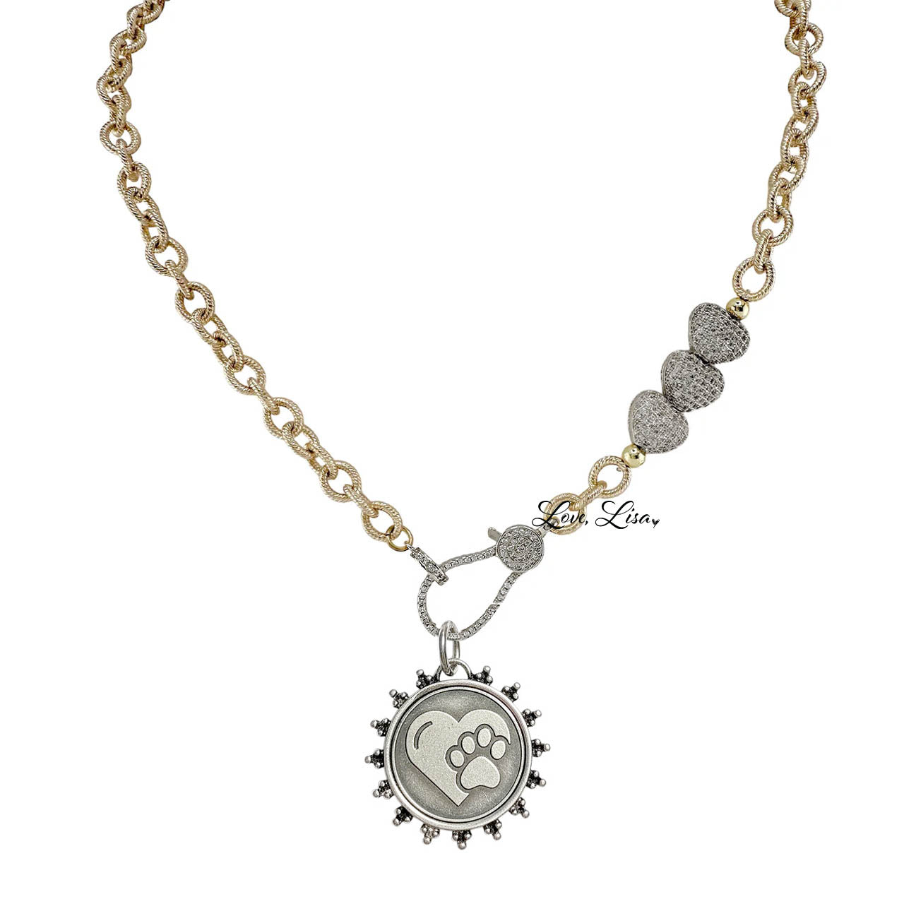 Dog Mom Pawprint Heart Necklace