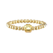 Love Lisa Pawfect Beaded Bracelet in gold with polished beads and paw-print charm