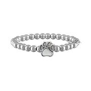 Love Lisa Pawfect Beaded Bracelet in silver with polished beads and paw-print charm


