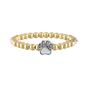 Love Lisa Pawfect Beaded Bracelet in two-tone gold and silver with paw-print charm