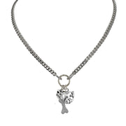pawfect companion charm necklace silver dog heart face and bone charm jewelry