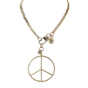 Love Lisa peace keeper statement necklace gold pavé peace sign removable charm