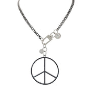 Love Lisa peace keeper statement necklace gunmetal pavé peace sign removable charm