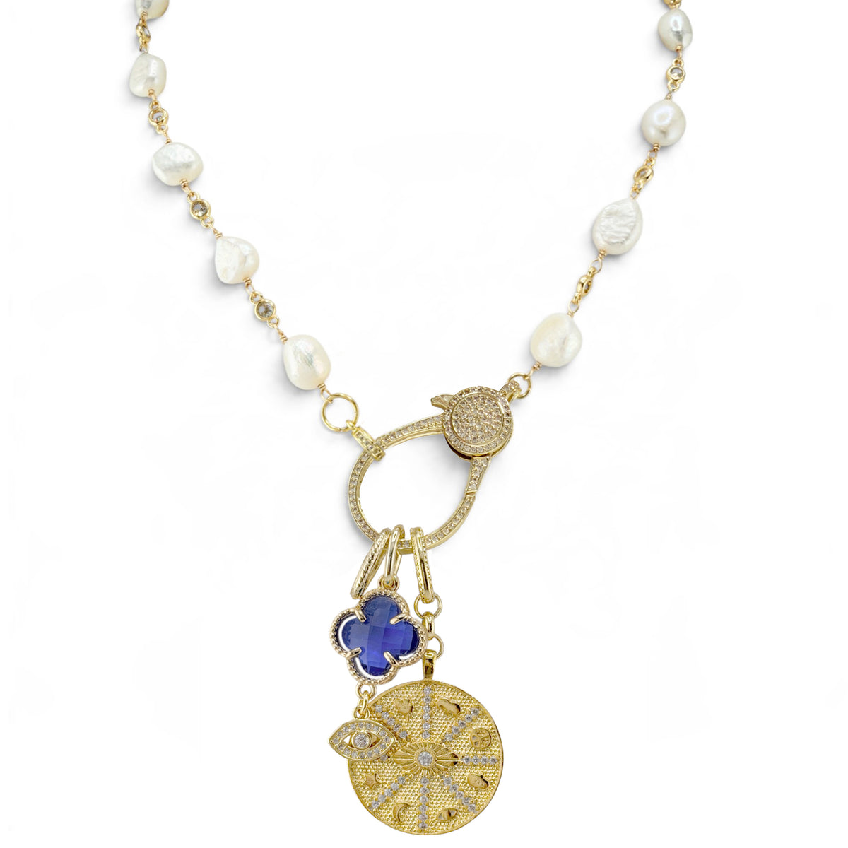 Lucky in Love Pearl  Clover Charm Necklace