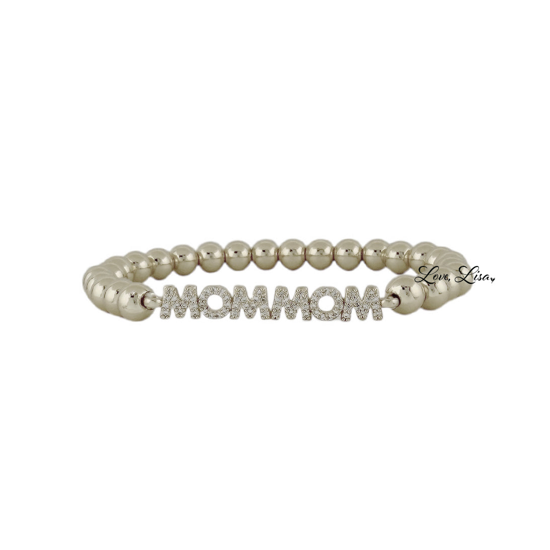 silver mommom crystal letter bracelet by love lisa jewelry