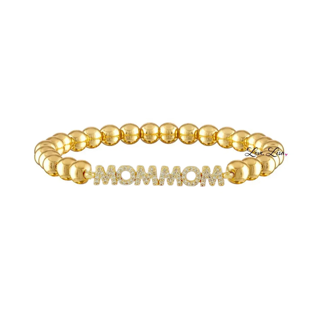 gold mommom crystal letter bracelet by love lisa jewelry