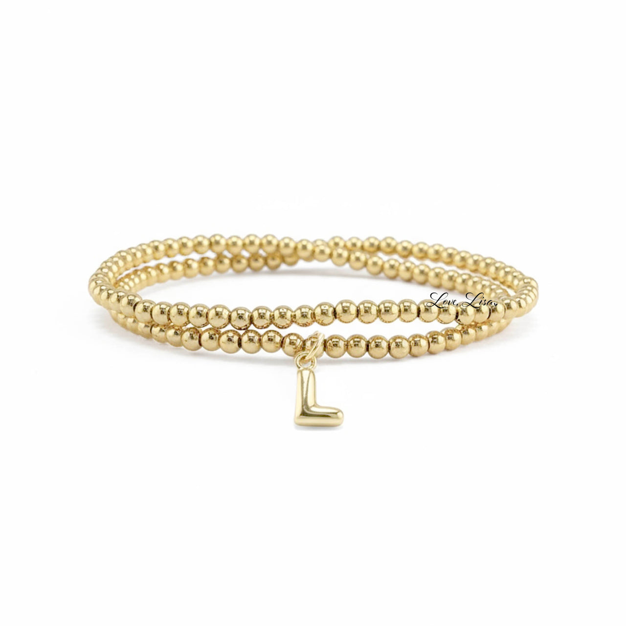 gold double wrap bracelet with gold initial charm love lisa jewelry personalized bracelet