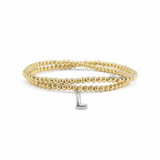 gold double wrap bracelet with silver initial charm love lisa jewelry
