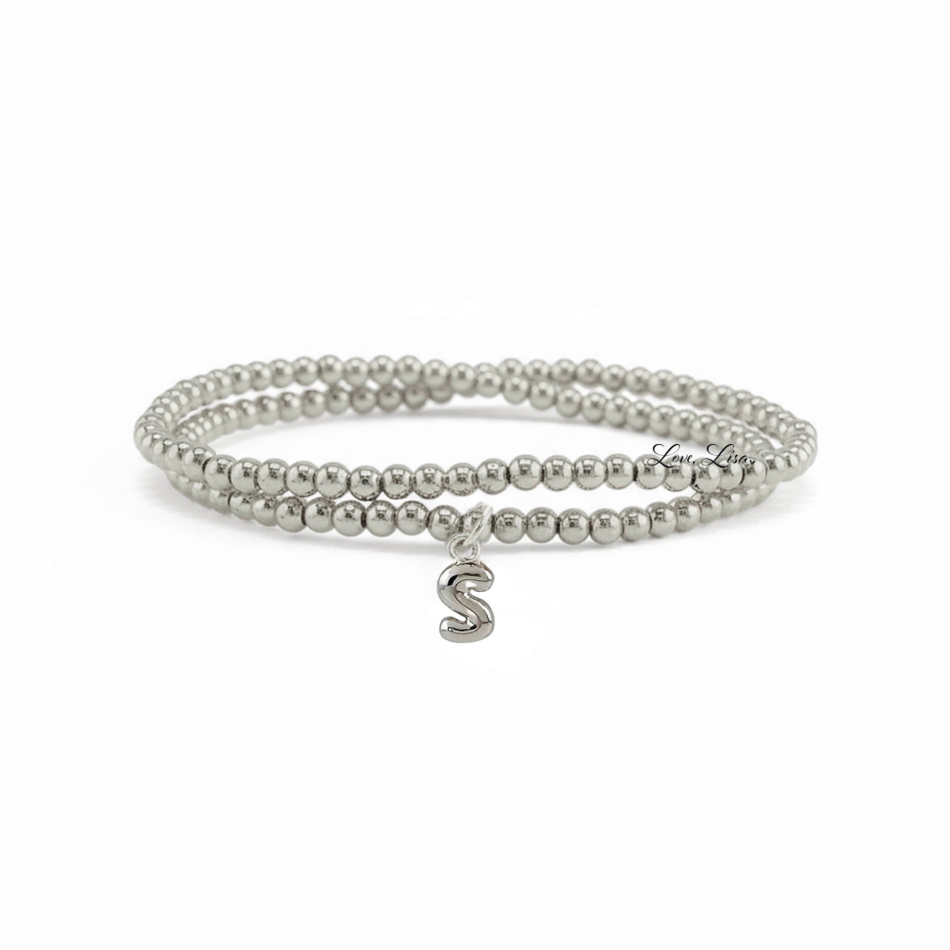 silver personalized initial double wrap bracelet love lisa jewelry custom jewelry