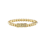 personalized large block letter bracelet 6mm gold bead bracelet with gold block letters custom word bracelet