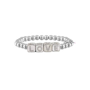 personalized large block letter bracelet 6mm silver bead bracelet with block letter word bracelet