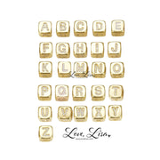 Love Lisa gold block letter bead guide for personalized large block letter bracelets with alphabet letter options
