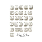 Love Lisa silver block letter bead guide for personalized large block letter bracelets with alphabet letter options