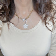 love lisa petal pop flower charm in silver pave crystal charm for necklaces and bracelets