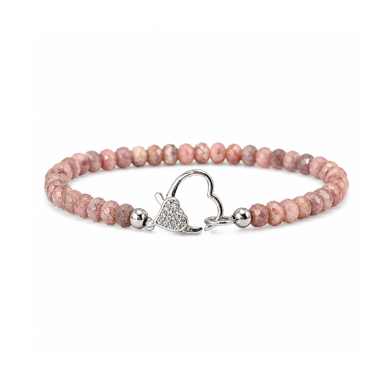 Harper Heart Clasp Czech Stretch Bracelet