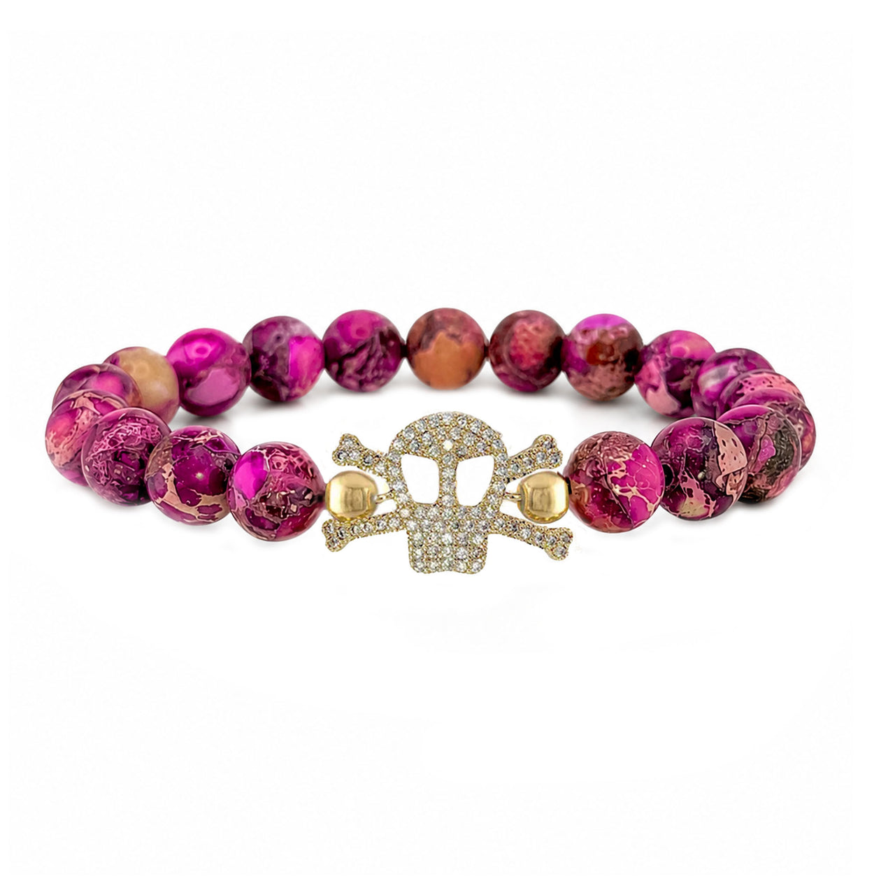 Marina Sea Sediment Jasper Skull Beaded Bracelet