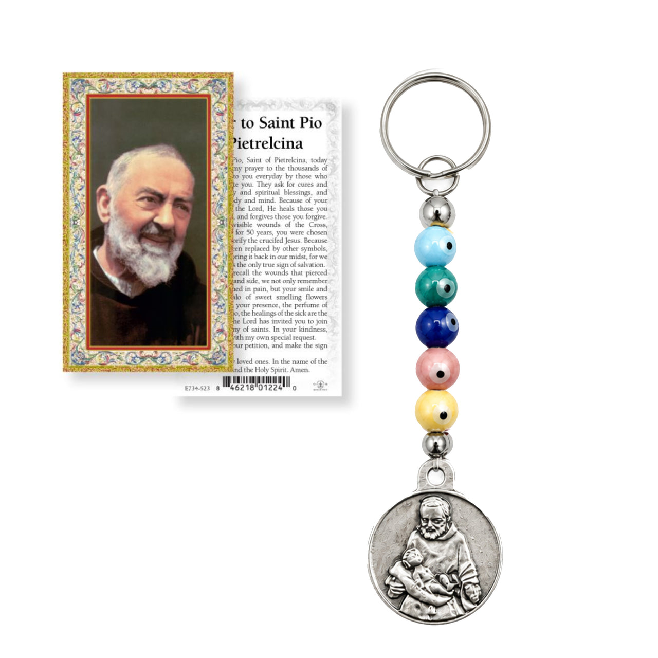 Padre Pio Evil Eye Healing Keychain