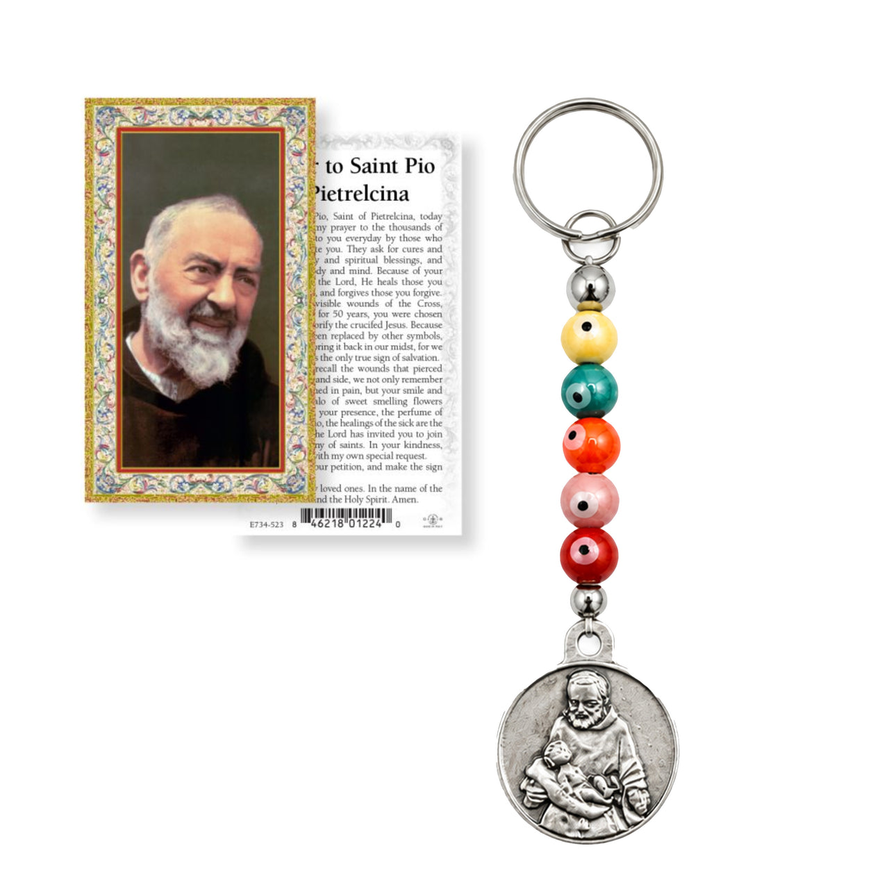 Padre Pio Evil Eye Healing Keychain