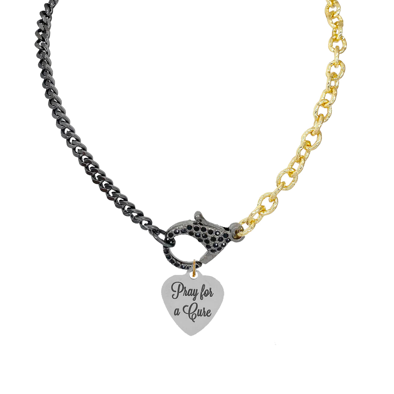 JDRF Pray For a Cure Heart Clasp Necklace