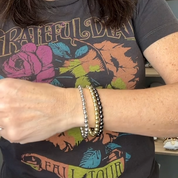 6mm beaded bracelet stacked on wrist layered bracelets love lisa