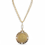 puppy love coin necklace gold closeup showing dog engraved pendant love lisa