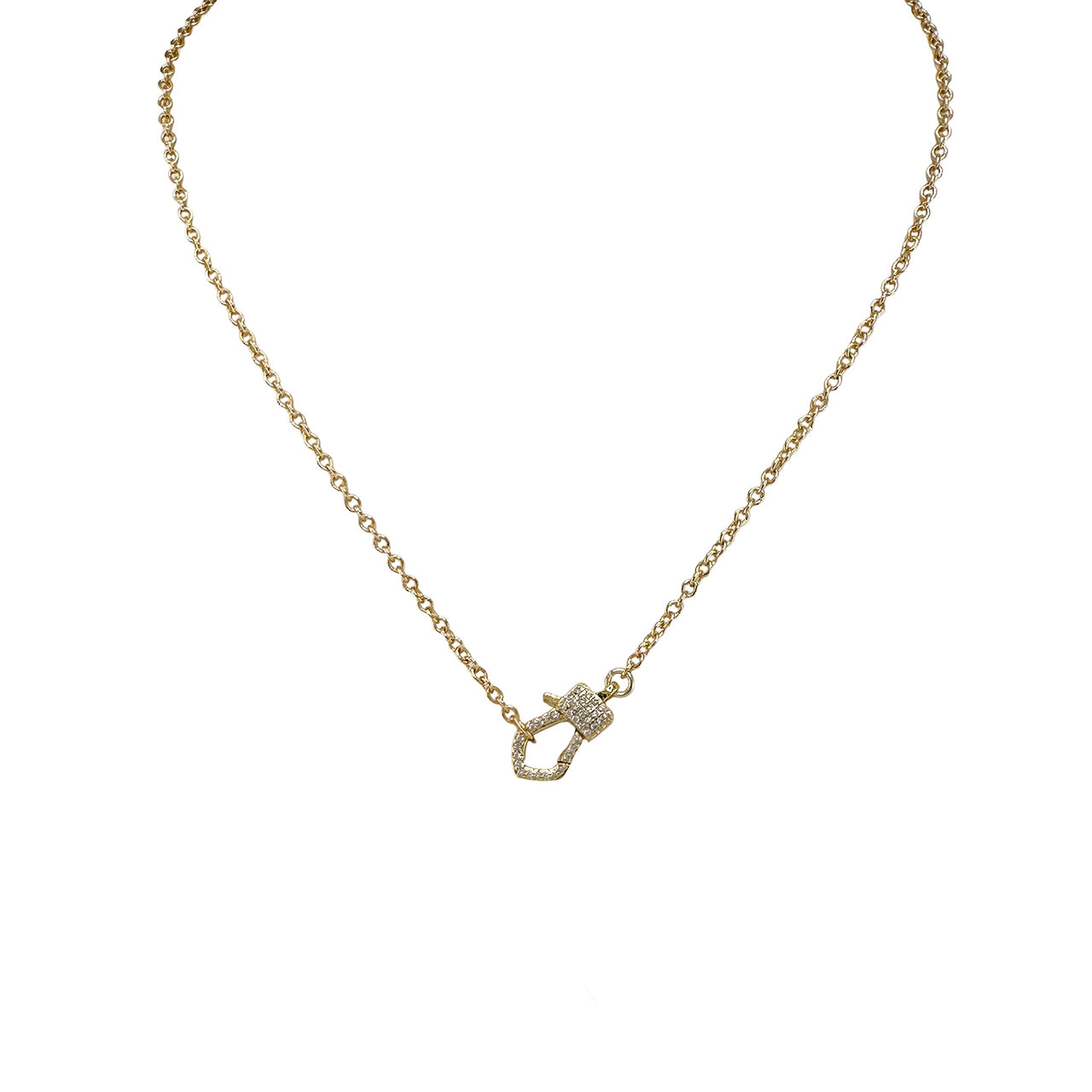 Gold chain necklace with mini pavé crystal carabiner clasp – Love, Lisa Jewelry

