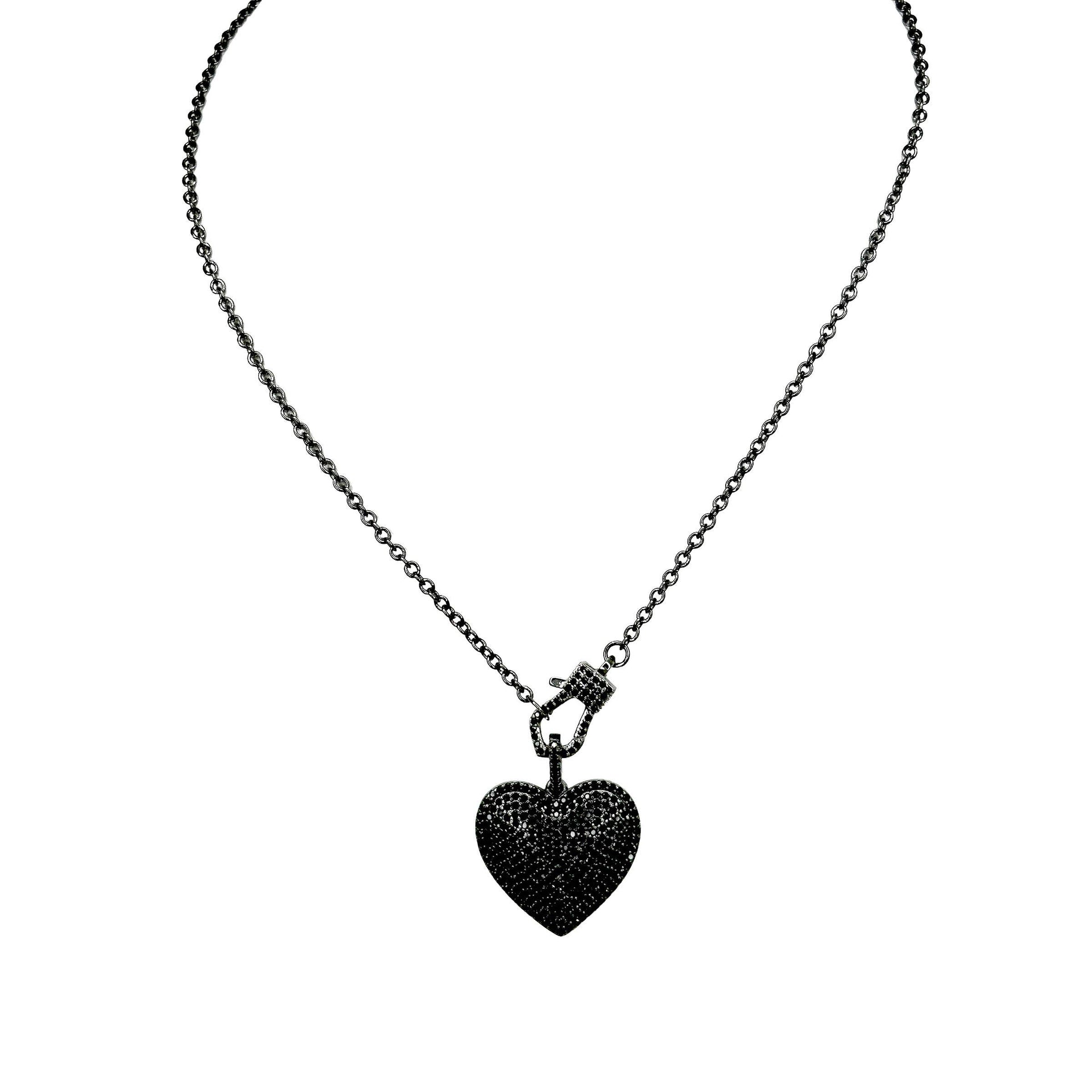 rachel diamond spectacular necklace black heart pendant