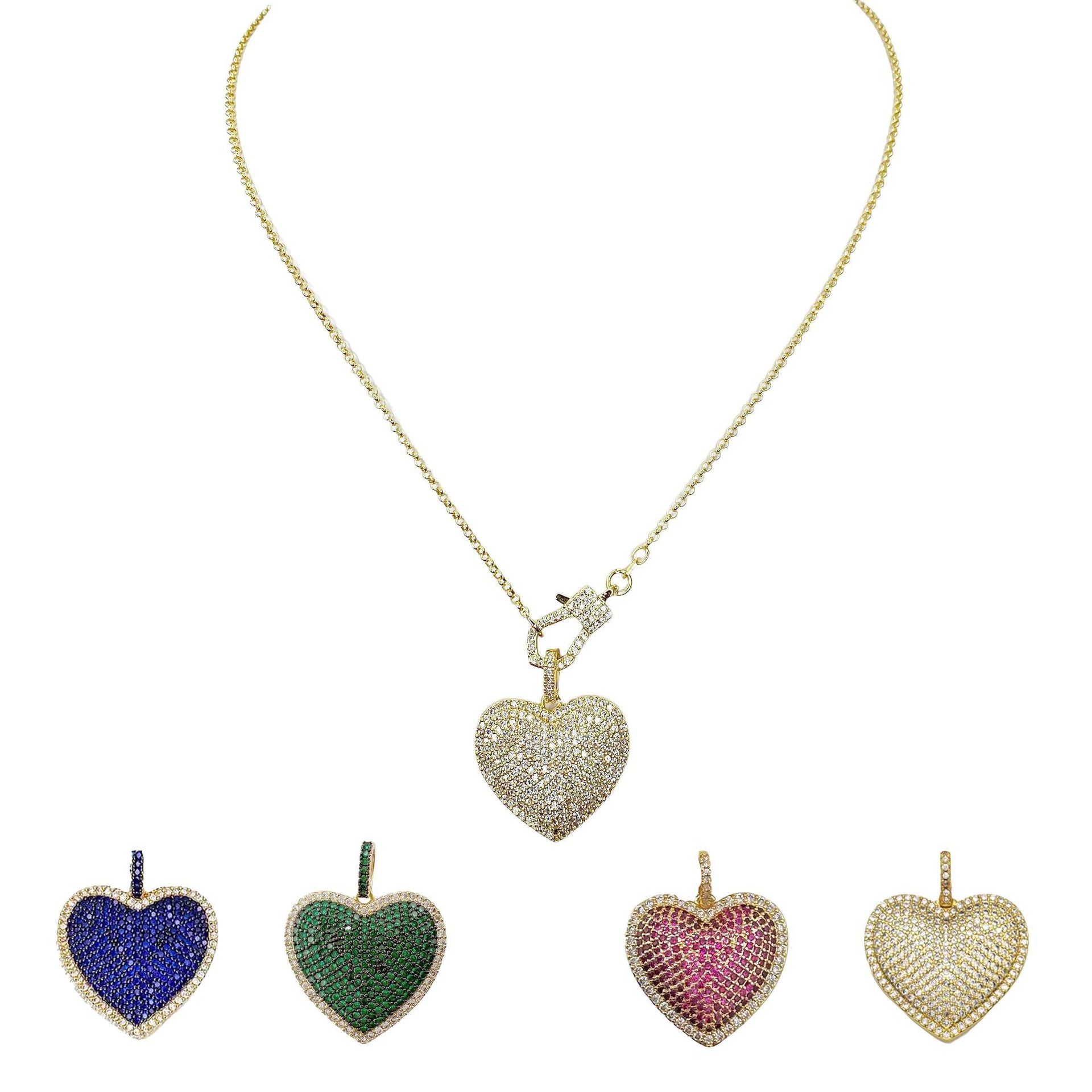 puffy heart pendant necklace in all colors