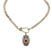 black enamel heart charm with center stone for love lisa clasp necklace