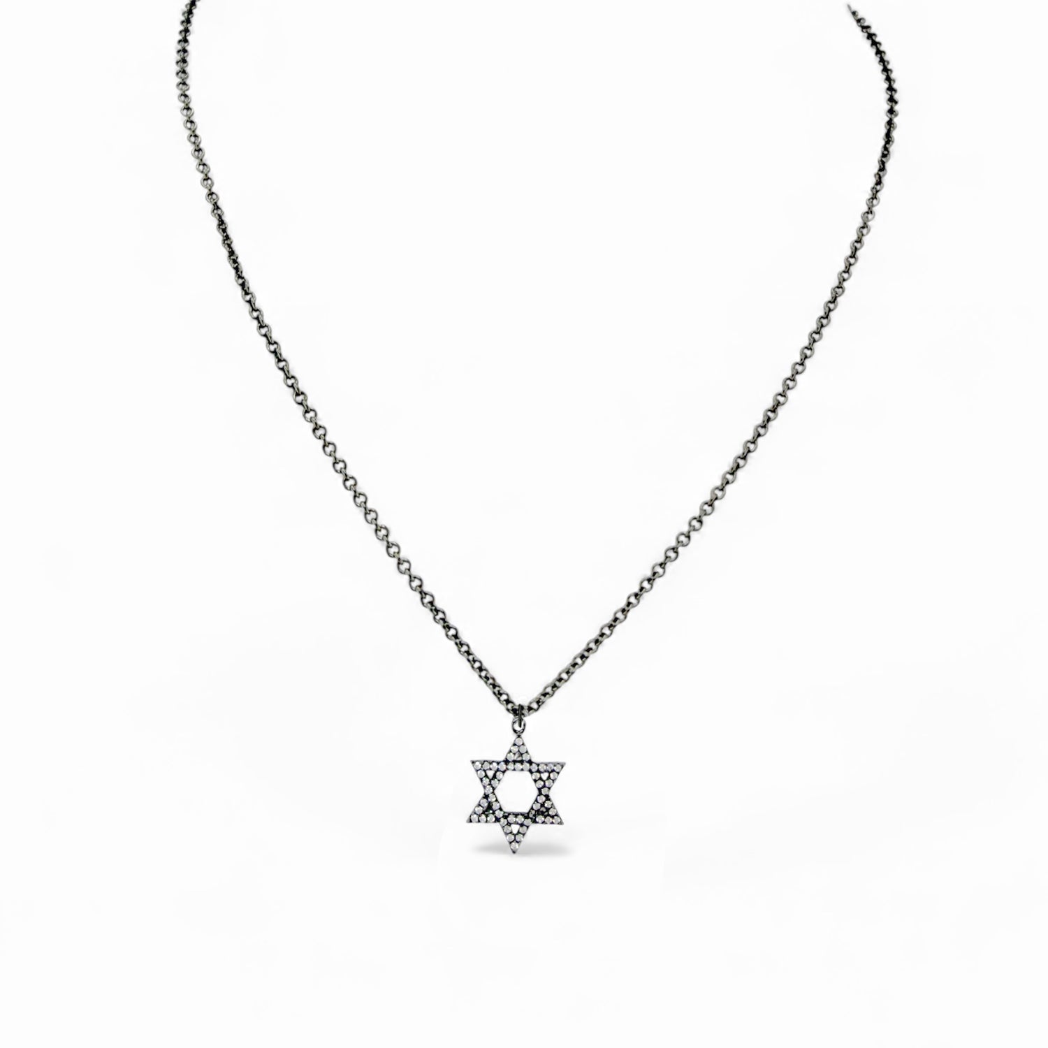 Rayna star of david necklace gunmetal pave star pendant
