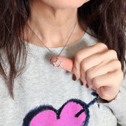 Rayna star of david necklace gold pave pendant on model Love Lisa