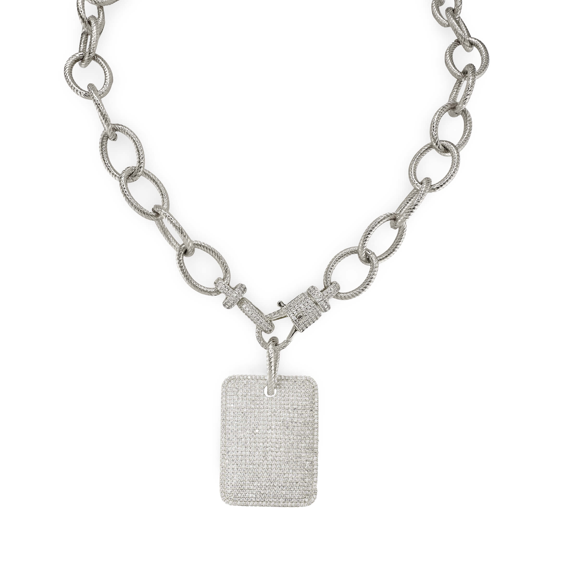㉒Dog Tag 薔薇 チェーン付き Silver925 Regina Pave Dog Tag Necklace by Love Lisa