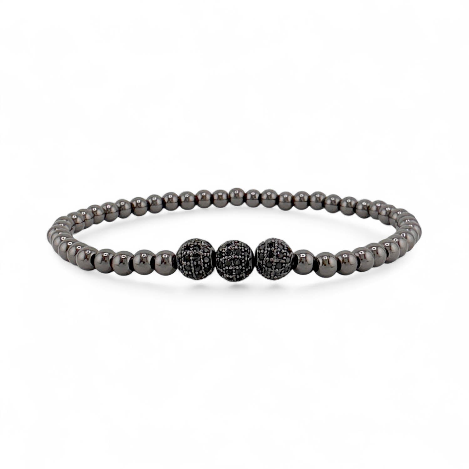 robin triple pave bracelet black stretch stackable love lisa jewelry