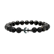 Love Lisa black onyx lava bead anchor bracelet stretch men bracelet