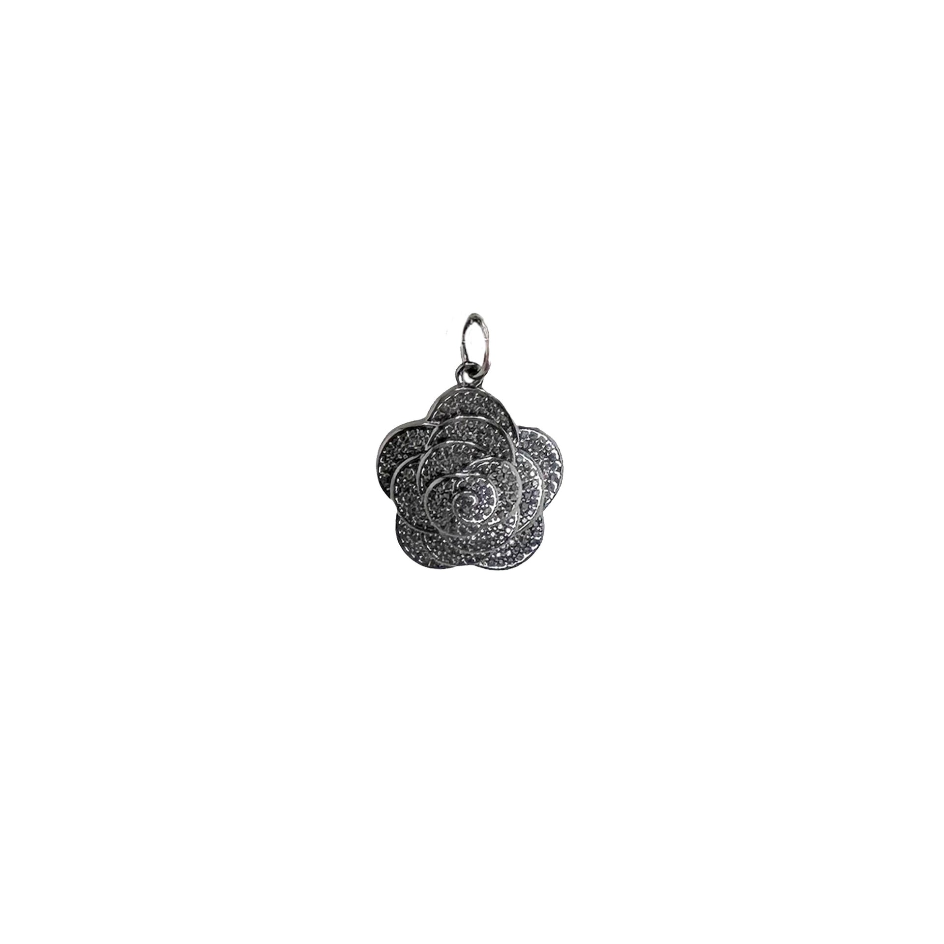 rosalia 3d rose flower charm black high shine sculpted pendant love lisa