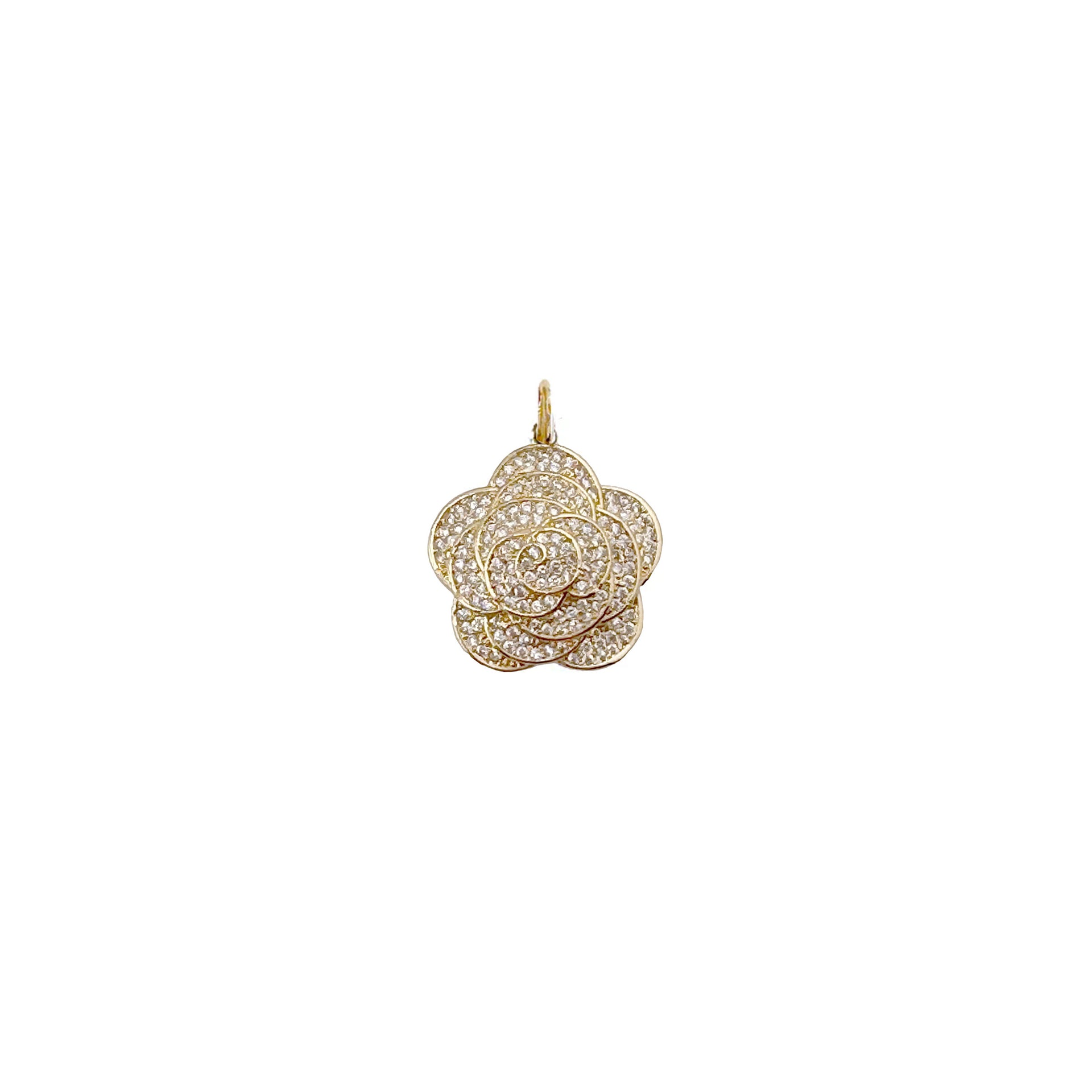 Gold rose charm with sparkling finish