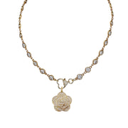 rosalia 3d rose flower charm shown on necklace clasp chain love lisa