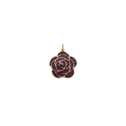 Charming pink rose charm with glittering petals