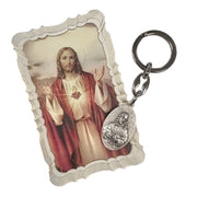 sacred heart of jesus keychain with healing prayer card religious devotional accessory