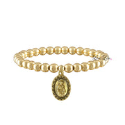 Love Lisa saint anthony beaded bracelet gold 6mm stretch bracelet with saint anthony medal religious gift